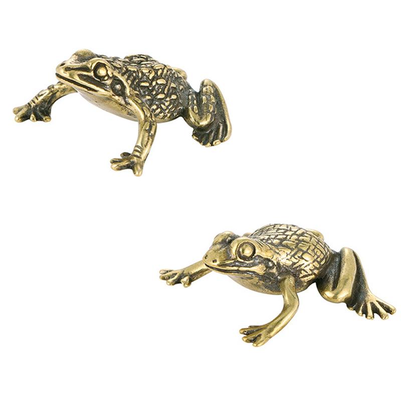 Figurine de broască din alamă masivă, miniaturi, ceai, animale de companie, jucărie, ornament, decorare, accesorii de meșteșuguri, accesorii norocoase, cupru, statui de animale, decor