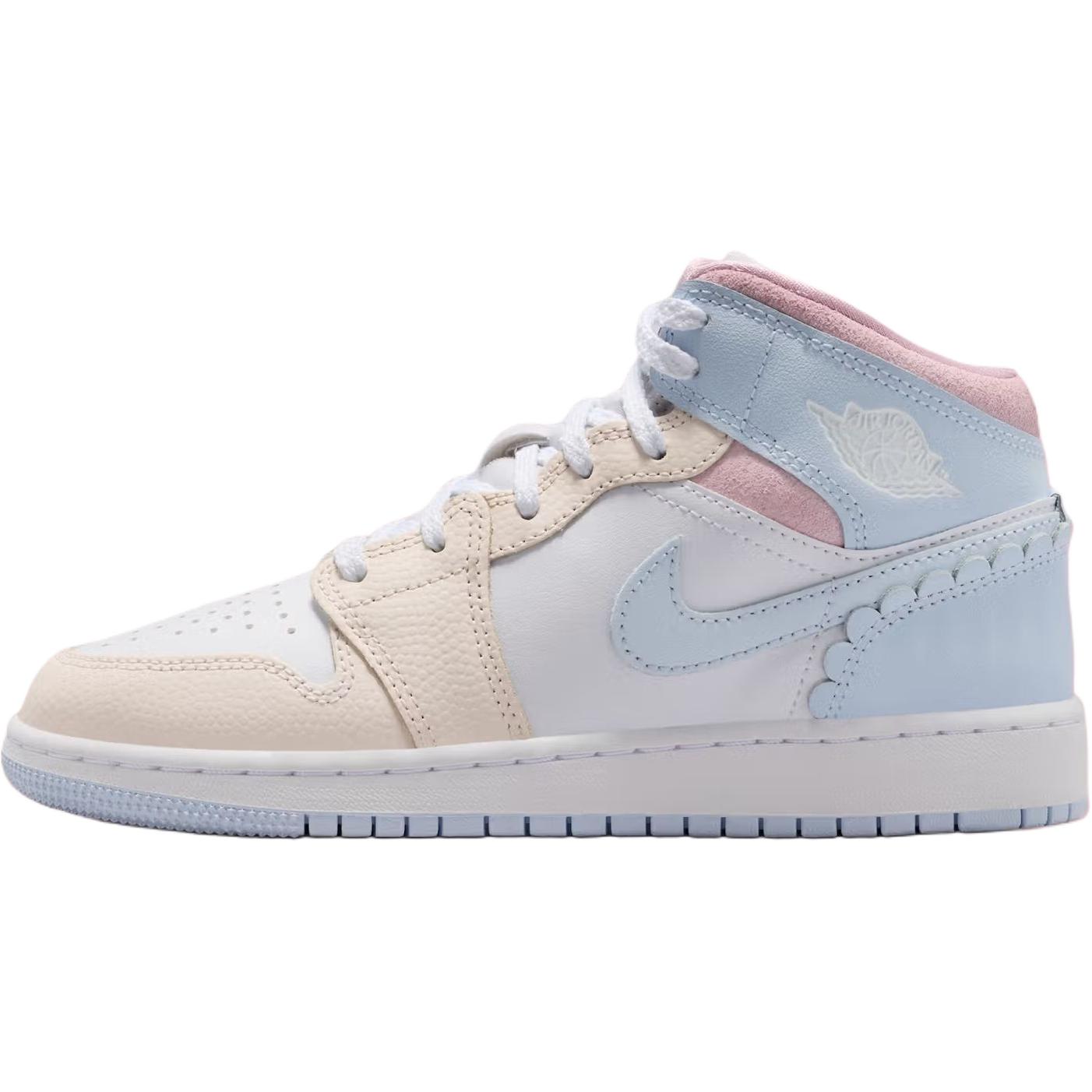Air Jordan 1 Mid SE GS Kids Half Blue Pale Ivory White IB7057-403 35.5