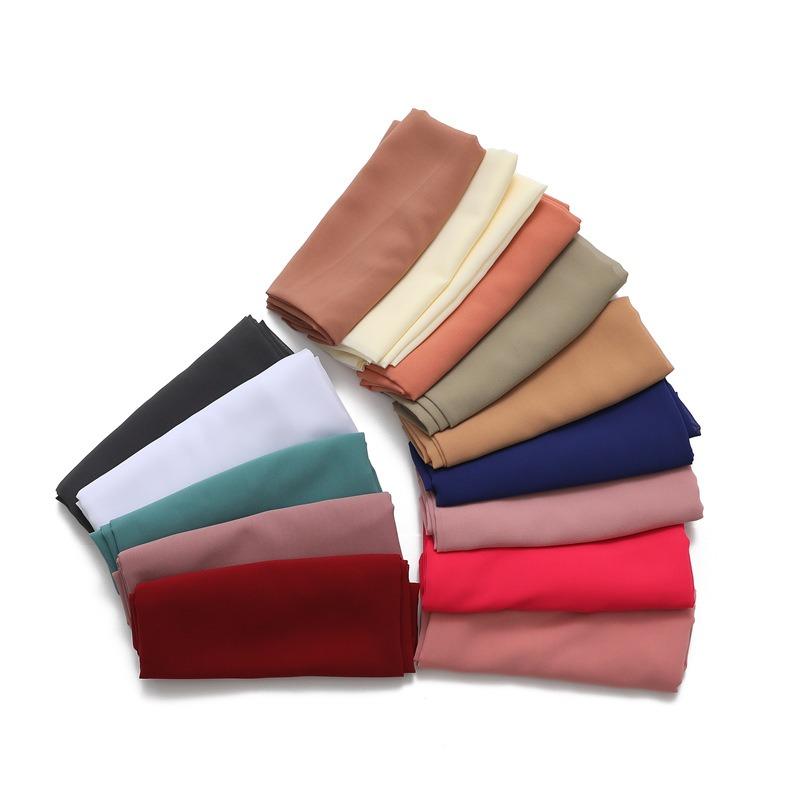 Chiffon Headscarf Monochrome Versatile Bubble Pearl Chiffon Yarn Headscarf Women's Solid Color Shawl Hot Sale