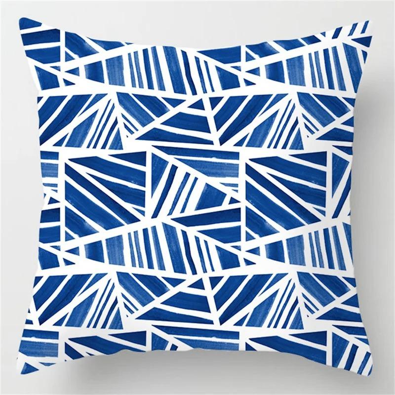 Simple Blue Pattern Pillowcase Living Room Office Home Pillowcase Car Ornaments
