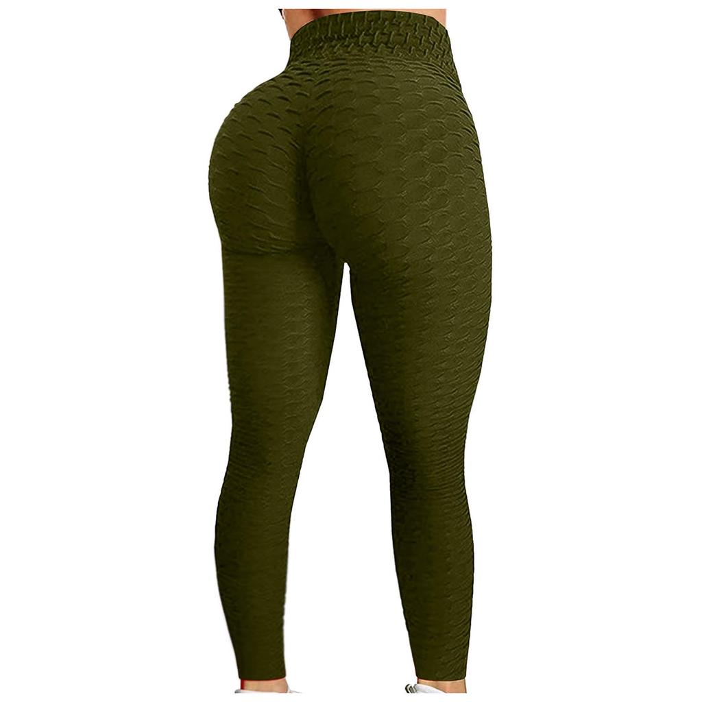 Europäische Schnelltrocknende Karierte Fitness-Yogahose, Po-Hebendes Blasen-Design, Damen Mehrfarbige Lange Freizeithose