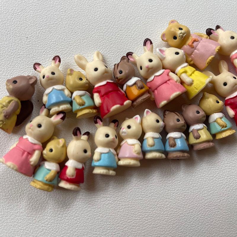 1Pcs Forester Families Animal Figure Toy Pvc Rabbit Doll Cat Bear Model Toys For Kids