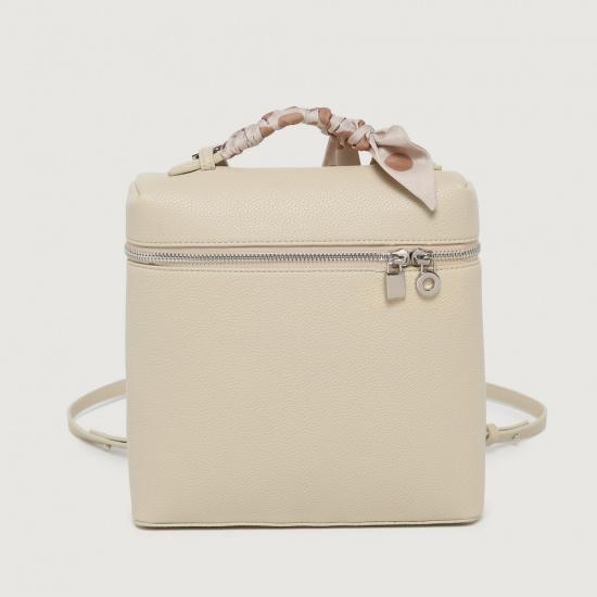 

Soft leather backpack 2024 new model, high-end large-capacity school bag, portable lunch box bag, lychee pattern single-shoulder Kelly bag белый