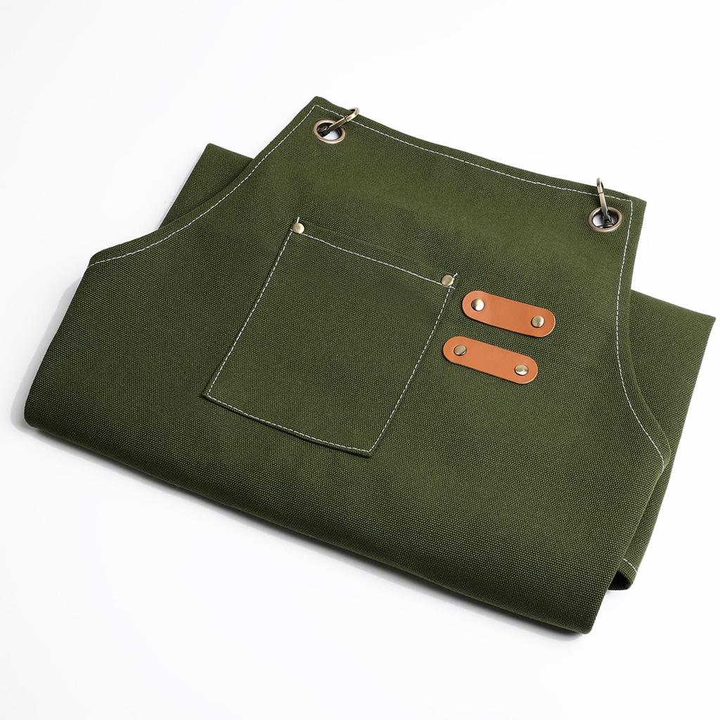 Y Yakunitatsu Work Apron, Canvas, Thick Cotton, Available In 10 Colors, Cafe Apron, DIY, Artisan Work, One Size Fits All, Unisex (Grayish Green)