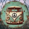 Retro Grünes Auto Thema Design Aluminiumschild Zoll Rund Dekorative Metallplakette Garage Schlafzimmer Büro Wandkunst