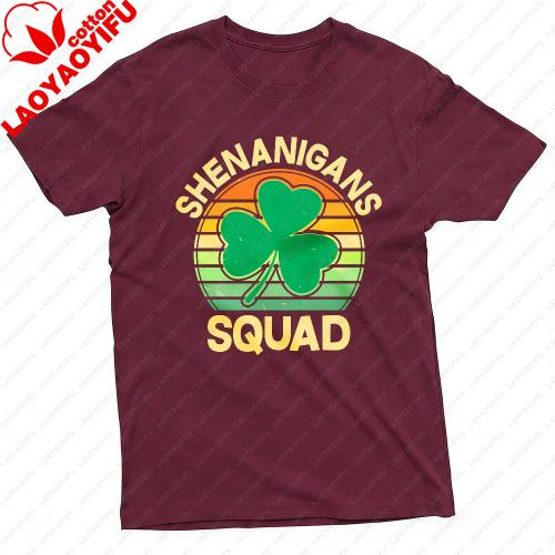 Shenanigans Squad Clover Design Summer Unisex Tshirt Casual Vintage Style St Patricks Day Party Wear Gift For Friends And Family