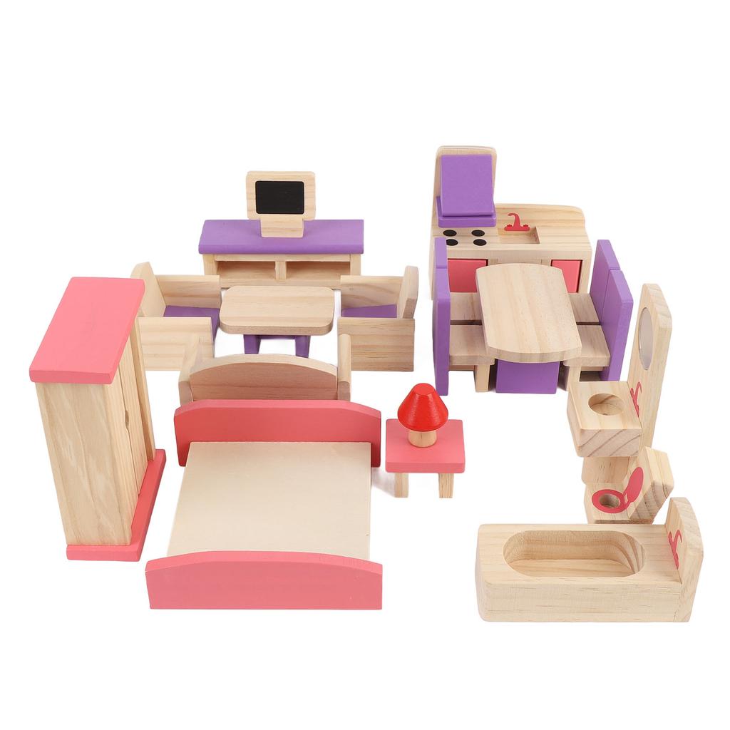 Wooden Simulation Toy Solid Wood Children Play House Small Furniture Toy Set for Children