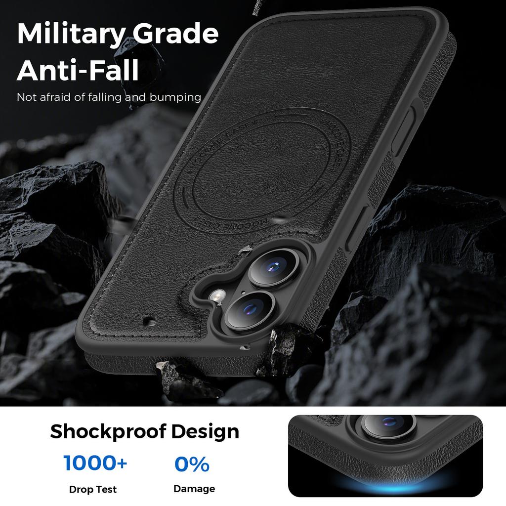 For iPhone 17 Case Compatible with MagSafe Leather Back Phone Cover