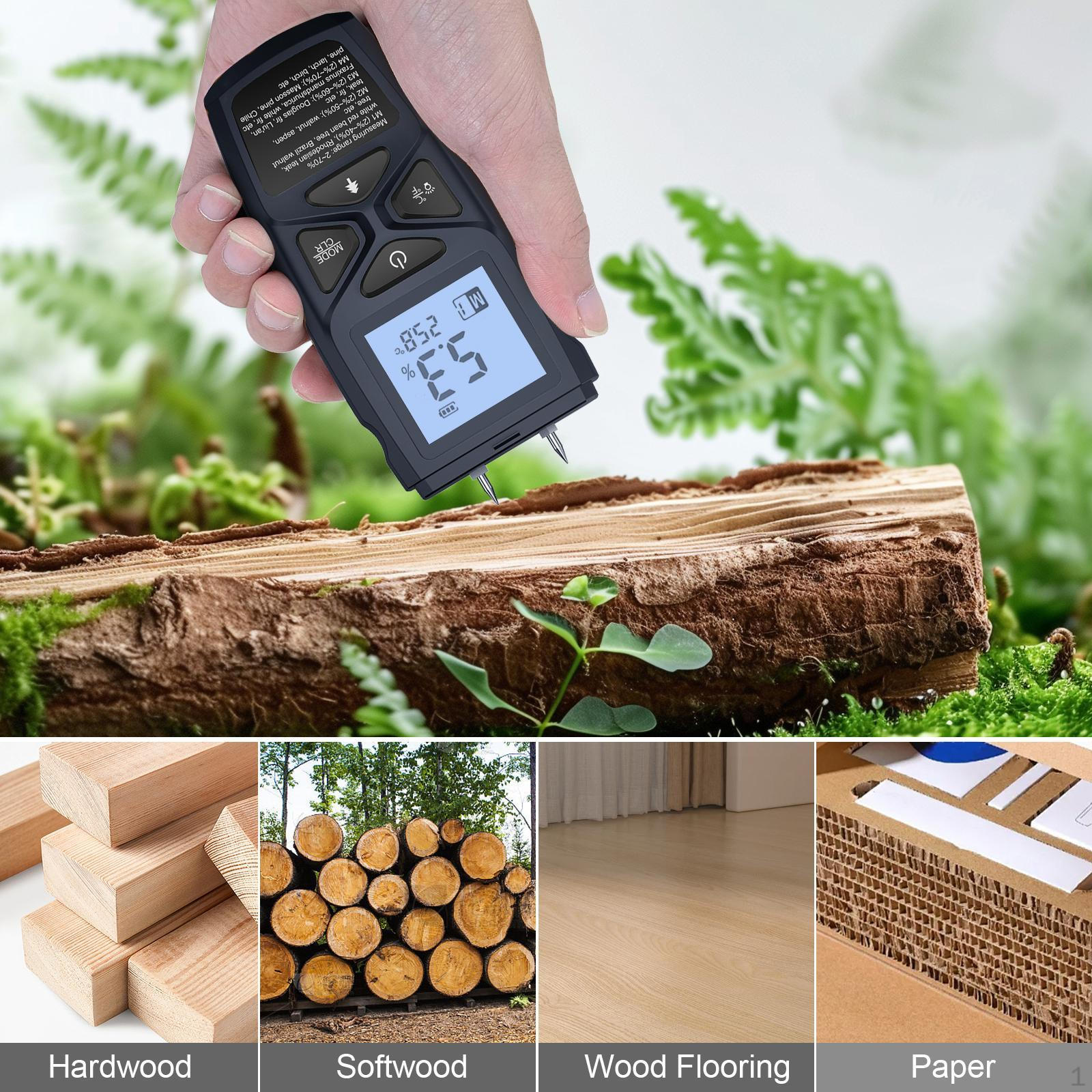 

Ручной измеритель влажности древесины Строительные материалы для дровяного пола Деревообработка чёрный