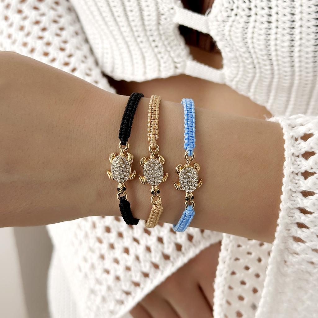 Nuovi Squisiti Braccialetti con Ciondolo Tartaruga di Cristallo per Donne Uomini Semplice Braccialetto intrecciato a Corda Braccialetto dell'Amicizia Fatto a Mano Gioiello Regalo