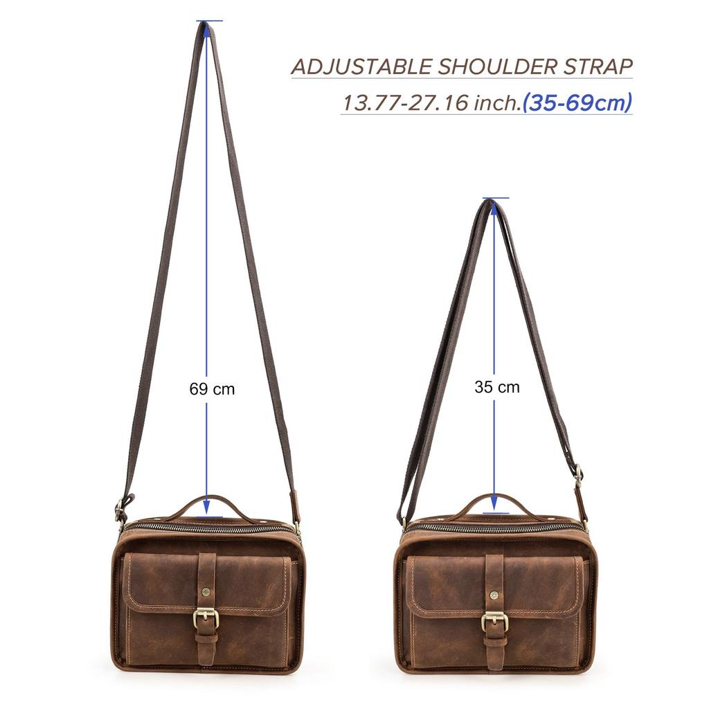 Crazy Horse Leather Muži Tašky přes rameno Casual Malá kabelka Crossbody Taška Přenosná taška Pánská taška Messenger