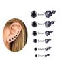 Stainless Steel Women Men Body Jewelry Ear Studs Gift Round Silver/Black Crystal Fashion 3/4/5/6/7/8mm Earrings  Handmade