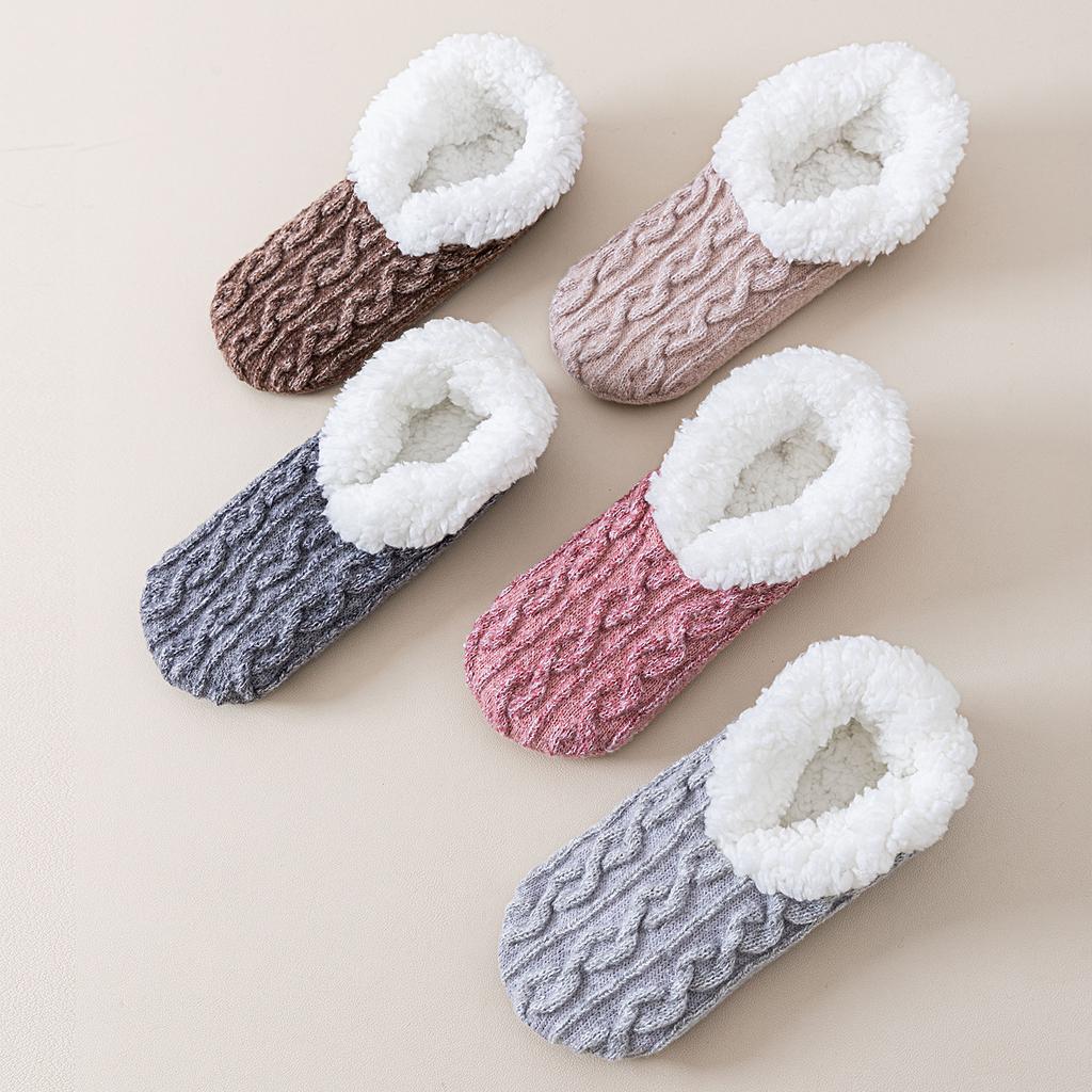 Winter and Autumn Lamb Fleece Floor Socks for Women - Thickened and Insulated for Warmth and Comfort - Glued Anti-Slip Warm Feet Sock Pouch