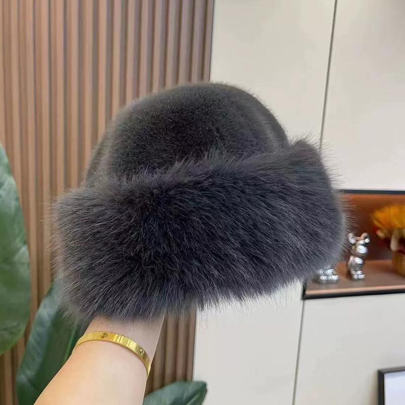 Fluffy Fur Bucket Hat For Women Plush Fisherman Hat Warm Women'S Winter Hat Thicken Cold Snowy Day Panama Cap Chrismas Gifts