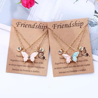 Cross-Border Butterfly Magnet Stone Necklace - Best Friend Alloy Pendant