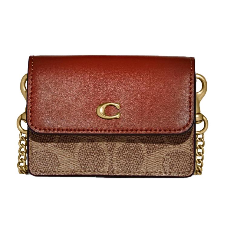 New COACH Canvas With Leather Crossbody Bag Card Holder Women's Brown C7211-B4NQ4