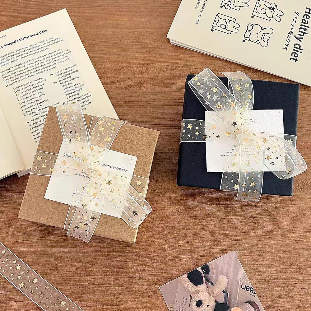 10Yards/Roll Golden Star Lace Ribbon Wrapping Ribbon For Gift Box Packaging Wedding Party Decorative DIY Crafts