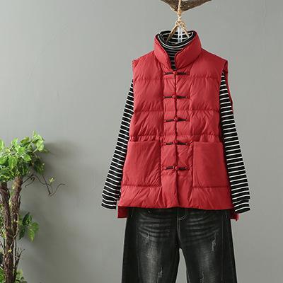 Autumn and winter light down jacket sleeveless Chinese style vest vest ethnic style disc buckle down outer wear inner wear