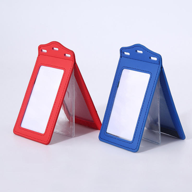 PU Leather Multi-function Card Holder Case for Work Badge Bus Pass ID Card Bank Card Credential Holder