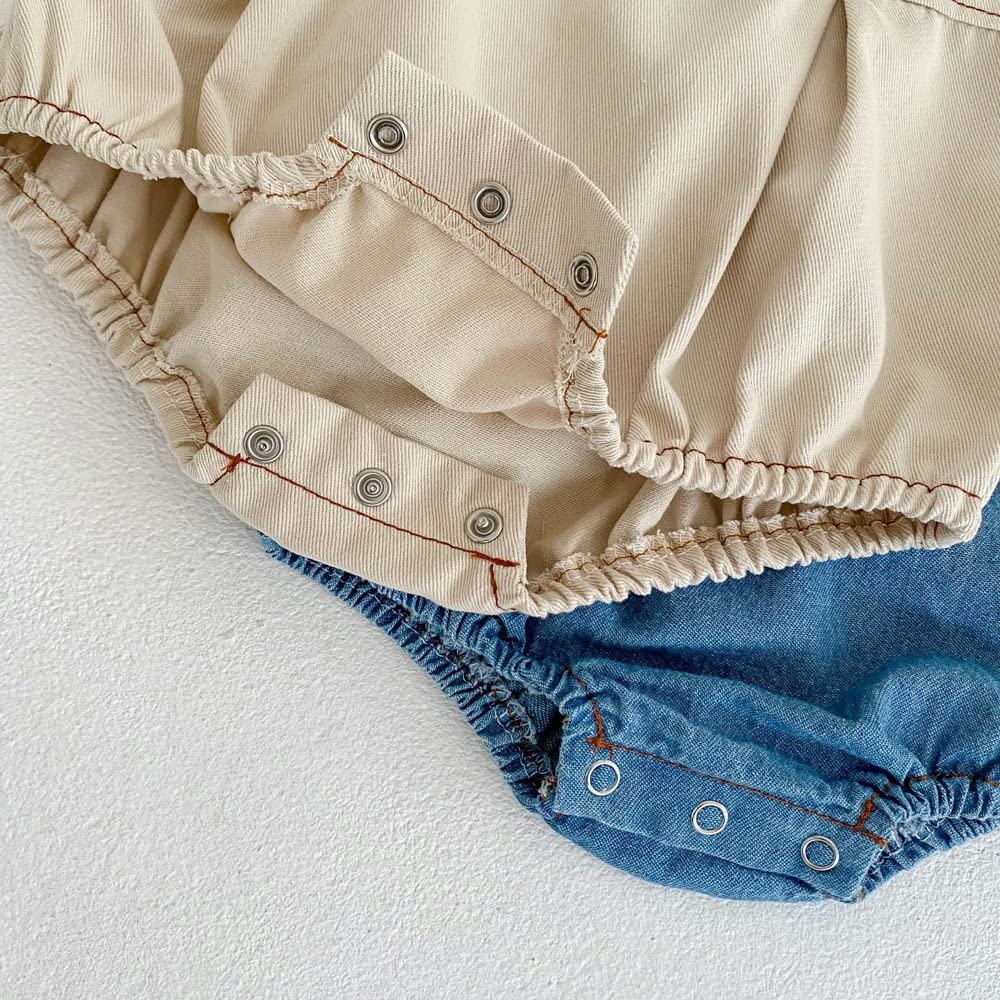 Baby clothes overalls denim clothes bodysuit boys girls coveralls long sleeve set baby Shichigosan birthday gift beige 100cm spring/autumn T-shirt