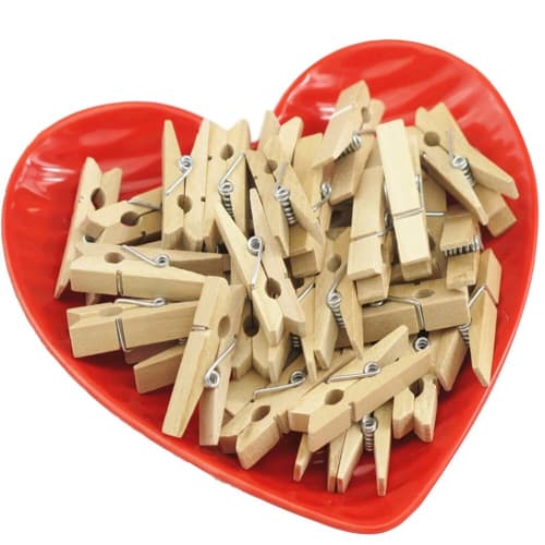PULABO 50pcs Small 30mm Mini Natural Wooden Clips, Multifunctional Craft Decoration Clips, Photo Paper Pegs, Clothespins, Practical and Novelty