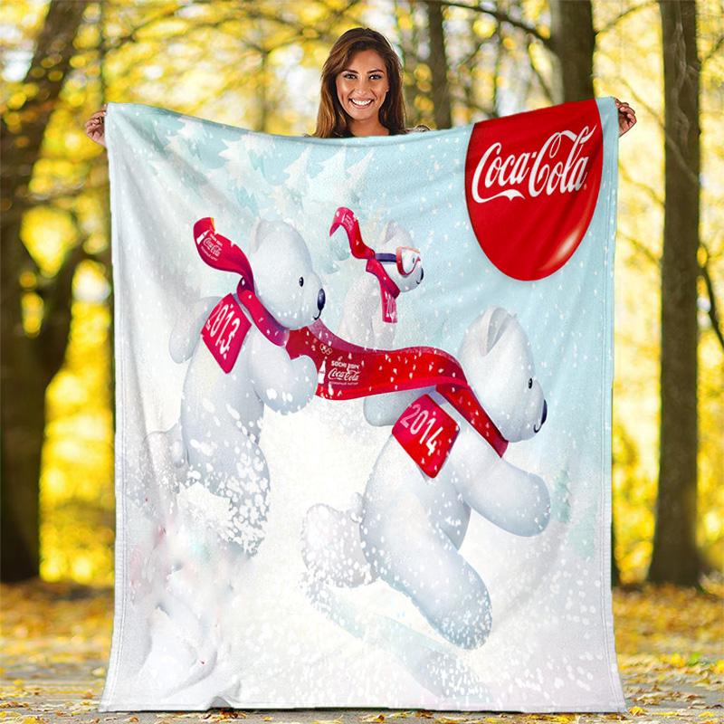 Christmas Gift Halloween Themed Cola Beverage Coca Cola Blanket Soft Home Furnishing Nap Decoration Four Seasons Warm Sherpa Blanket U7