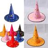 Halloween Hat For Children And Adults Magical Wizard Hat With Golden Embroidery And Five-pointed Star Design
