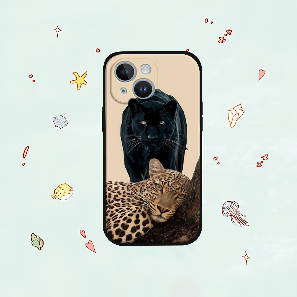 F-Ferocious Leopard Phone Case For IPhone 1716 15 14 13 Pro Max 11 12 Mini X Xs XR Black Silicone Cover