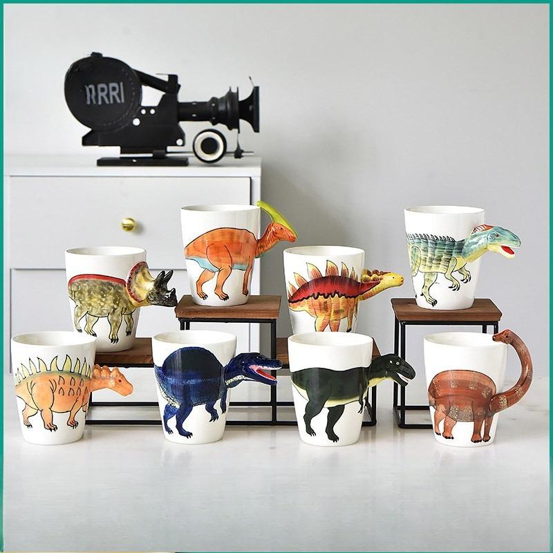 3D Heat Transfer Dinosaur Ceramic Mug for Kids Party Animal Themed Cup