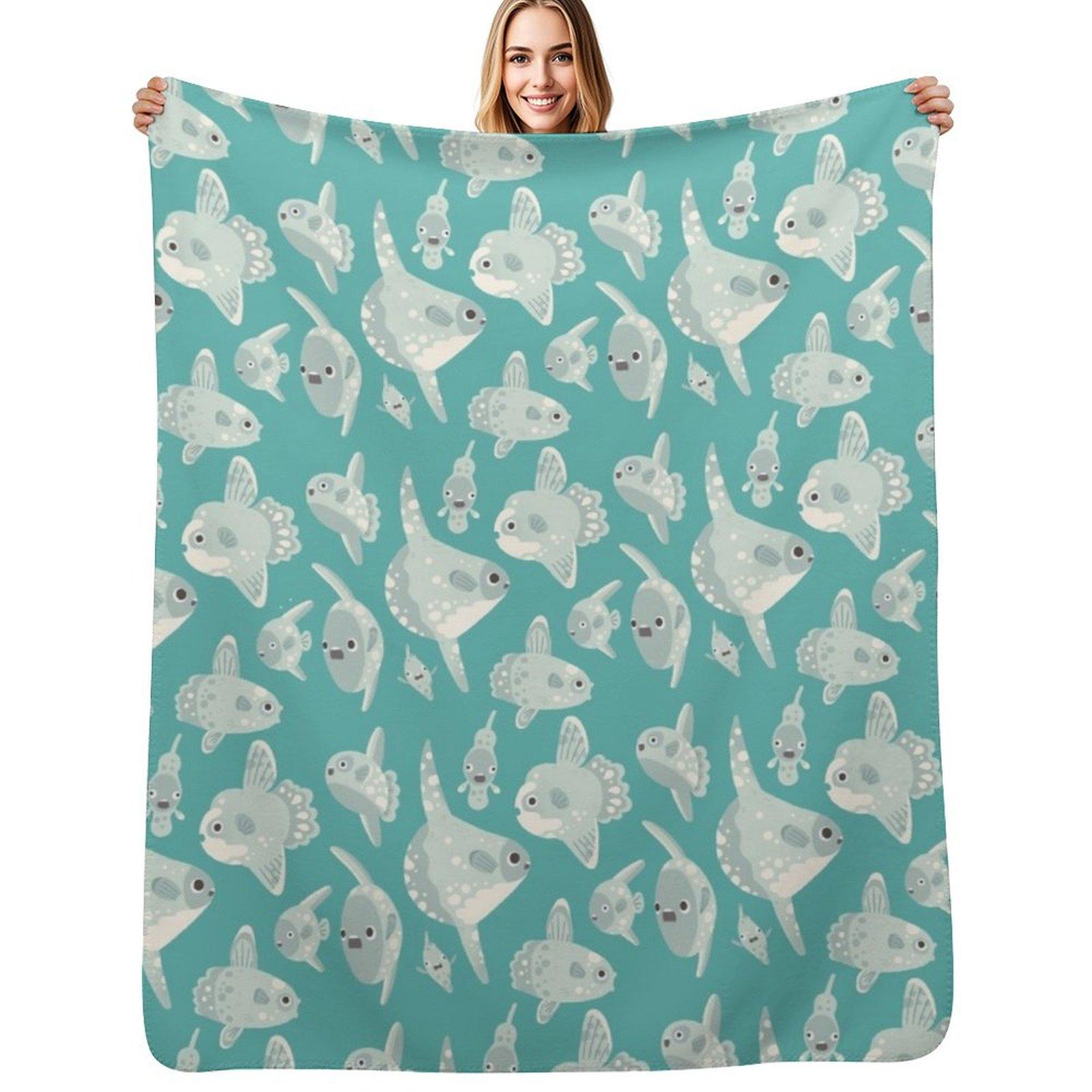 Mola Mola Throw Blanket Flannel Fleece Soft Warm Throw Blanket Size: 75*100cm, Weight: 230 GSM