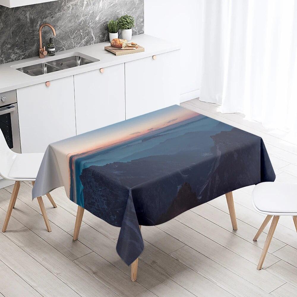 Mountains and Lakes Scenery Tablecloth Outdoor Camping  Antifouling Waterproof Home Kitchen Table Decoration
