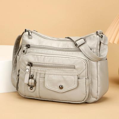 Middle-Aged Women's Bag Shoulder Bag Lightweight Soft Leather Crossbody Bag Mother Bag