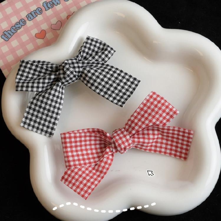 Bow Plaids Hair Clip Y2K Style Hairpin Sweet Balletcore Bunches Hair Clips