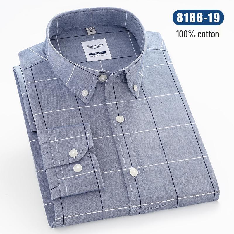 Men's Long Sleeve Striped Oxford Button-Down Shirt - New Color