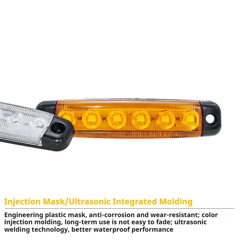 2PCS 12V/24V 6 Led Side Waterproof Marker Indicator Car Lights Front Rear for Trucks Cab RV Trailer