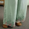 Pants Women Hemp Embroidery Casual Solid Color Loose Big Size Wide Leg Pants