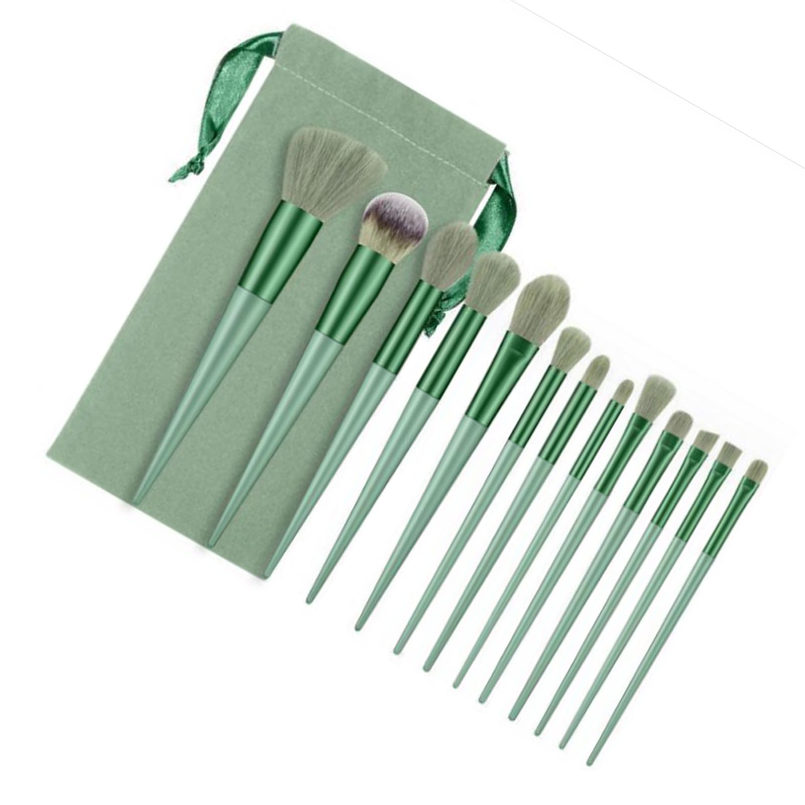

13pcs Makeup Brushes Set Synthetic Fiber Fluffy Strong Grasping Powder Eye Shadows Makeup Brushes Green