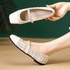 Women Mary Jane Shoes Elegant Tweed Chain Straps Flats French Square Toe Pumps Daily Soft Sole Slip-on Thin Shoes Casual Loafers