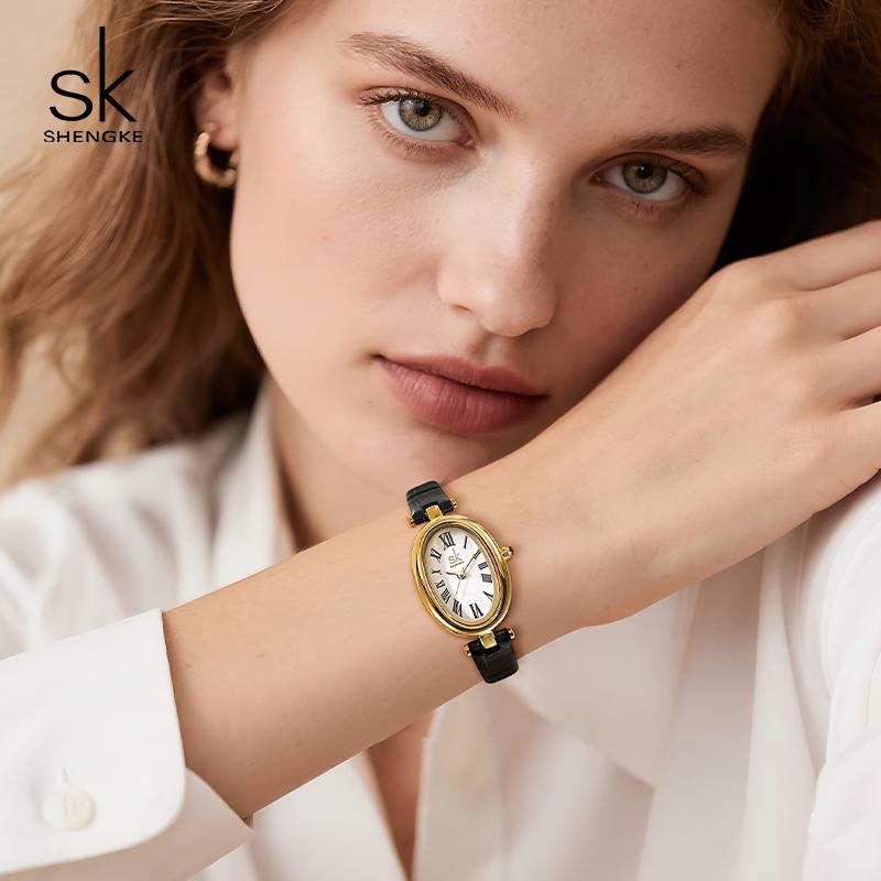SHENGKE Fashion New Design Ladies Watches Baignoire Women's Wristwatches Top Brand Female Best Gifts Clock