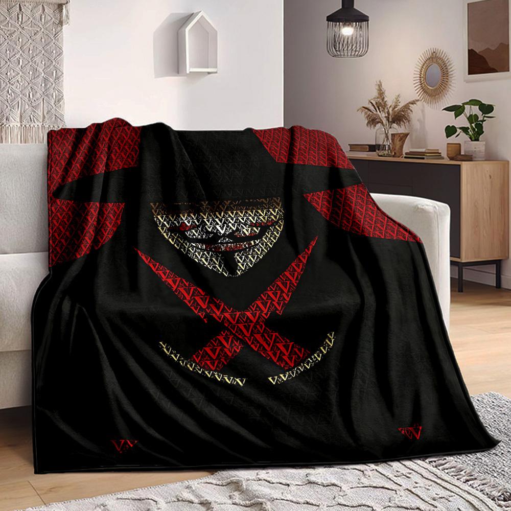 1pc V for Vendetta Flannel Throw Blanket - HD Printed Lightweight Soft Warm All-Season Blanket for Sofa, Bed, Travel, Camping 088