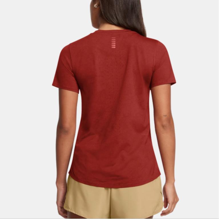 Under Armour Launch Solid Round Neck Short Sleeve Regular T-Shirt Women T-Shirts Terracotta-Red 1383365-840