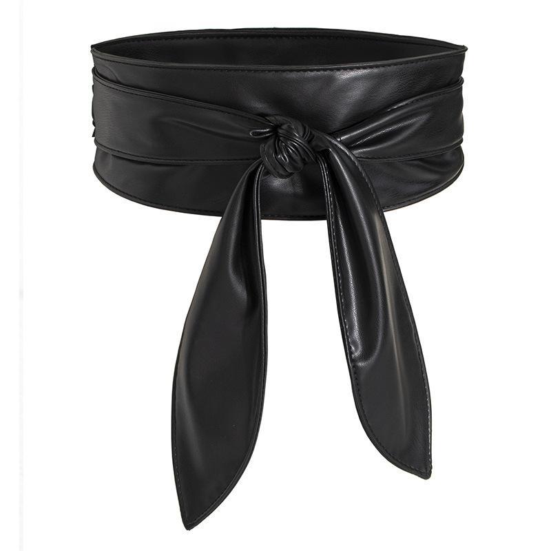 Double-sided Wide Women's Waist Seal Soft and Versatile Elegant Bow Ribbon Super Long Knot Belt European and American Beautiful