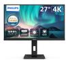 PHILIPS 4K LCD Display PC Monitor Power Adjustment Type-C (27-inch/IPS/4K UHD/5-year warranty/HDMI, DP, Type-C (PD90W)/Tilt/RJ45/AdaptiveSync/Built-in