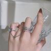Mote Sølvfarge Diamant Butterfly Chain Ring For Kvinner Menn Rosa Hjerte Nøkkellås Dusk Finger Ringer Sett Trendy Smykker Gave