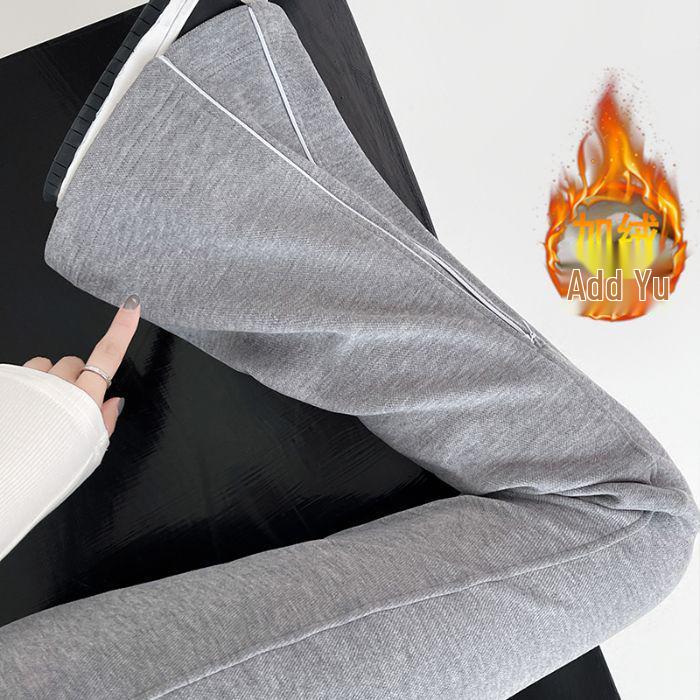 Women's Slimming High-Waist Fleece Lined Micro Flare Yoga Pants with Zipper - Autumn/Winter Trend