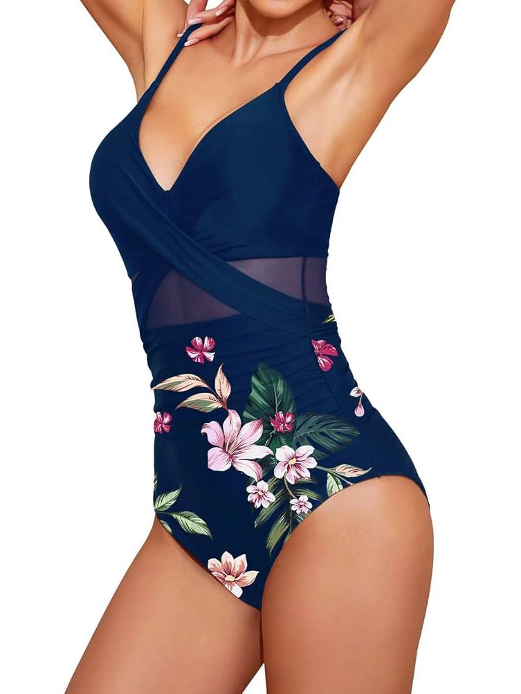 Women's Slimming Tummy Control Crossover Sporty Swimsuit