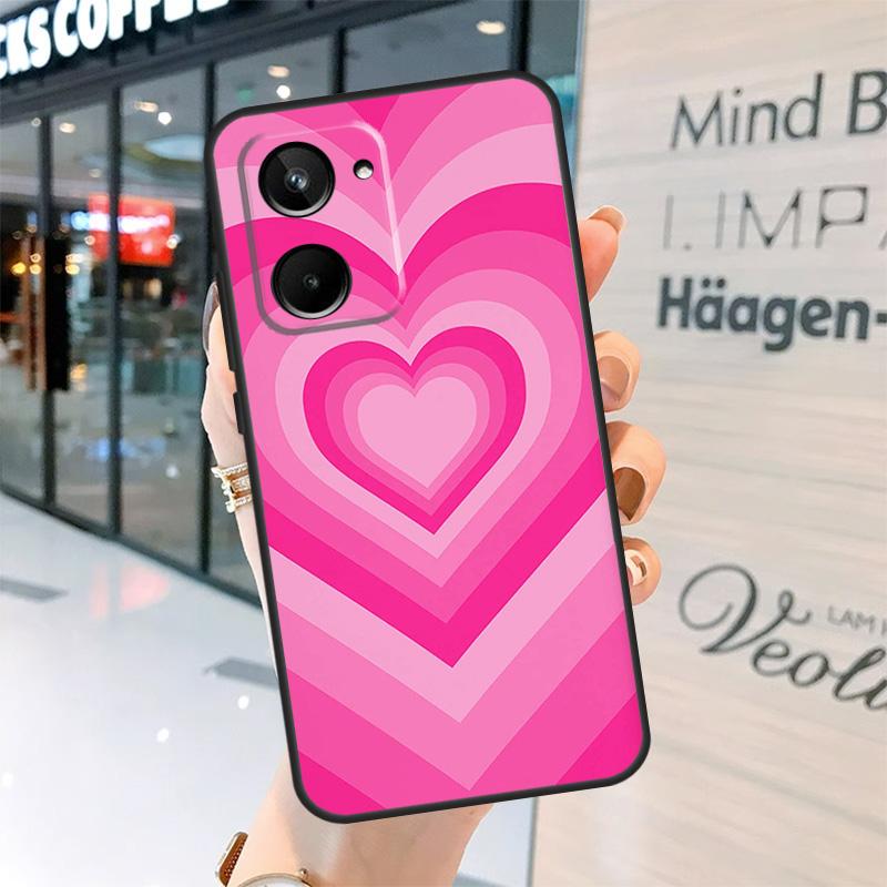Latte Love Groovy Coffee Heart Pink Case For Realme GT7 Pro GT6 11 12 13 14 15 Pro Plus C55 C53 C35 C33 C61 C65 C67 C53 C71 C75
