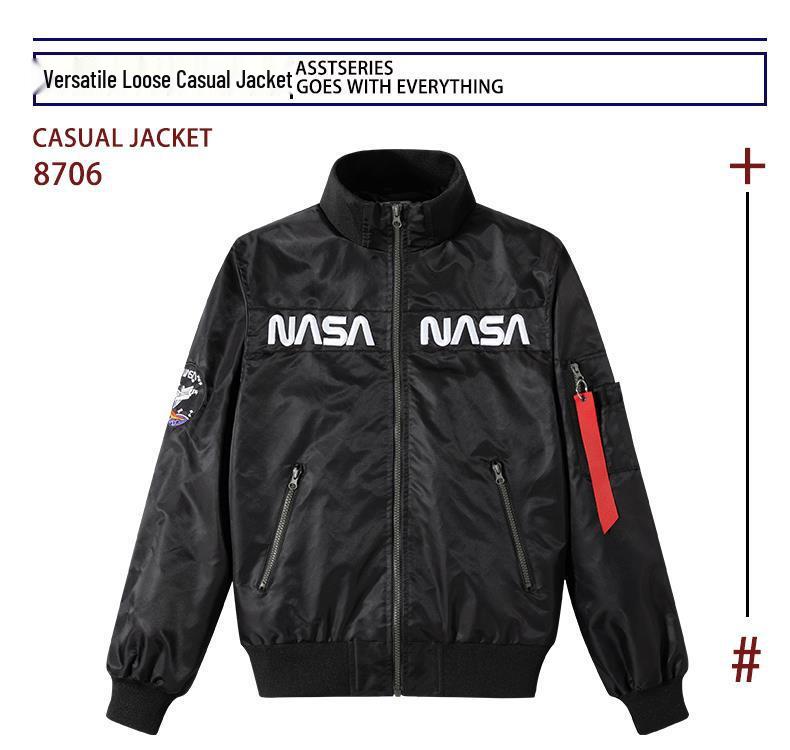 Pánská letová bunda NASA jednobarevná - Ležérní, tenká, trendy sportovní sako