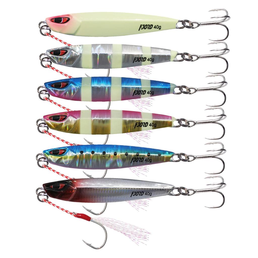 fjord Metal Jig 6-Color Set, 20g/40g, Slow Light, Shore Jigging Lure (40)