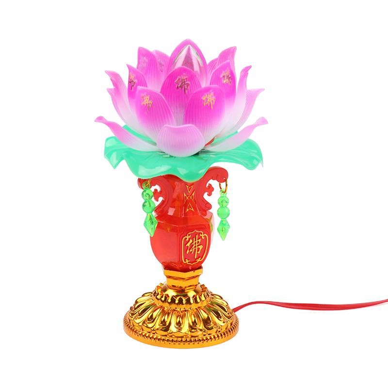 1Pc Led Lotus Buddhist Lamp Buddhism Faith Suppy Buddhism Prayer Lights For Home Meditation Worship Buddhism Temple